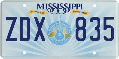 MS license plate ZDX835