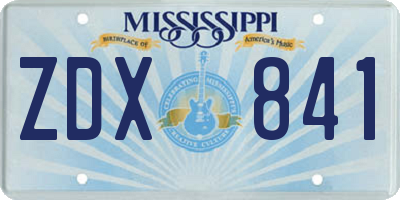 MS license plate ZDX841
