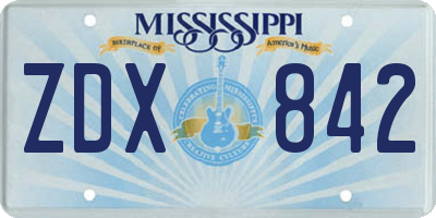 MS license plate ZDX842