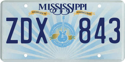 MS license plate ZDX843