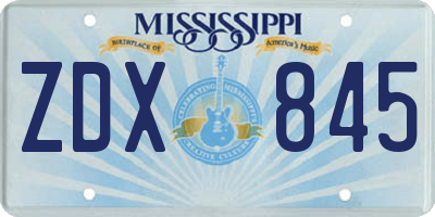 MS license plate ZDX845