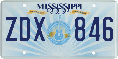 MS license plate ZDX846