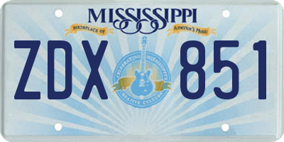 MS license plate ZDX851