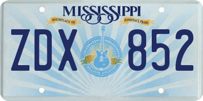 MS license plate ZDX852