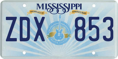 MS license plate ZDX853