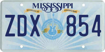 MS license plate ZDX854