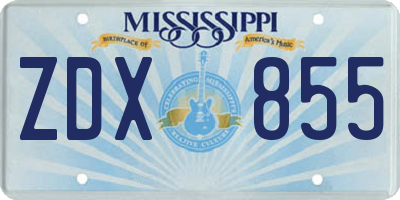 MS license plate ZDX855