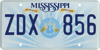 MS license plate ZDX856