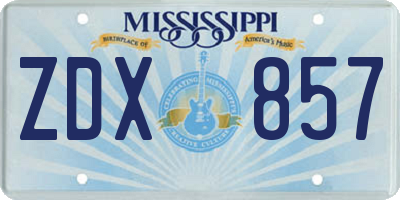 MS license plate ZDX857