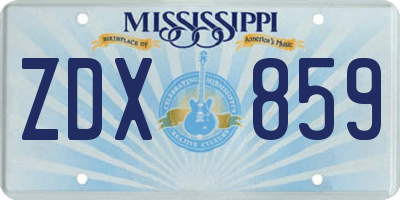 MS license plate ZDX859