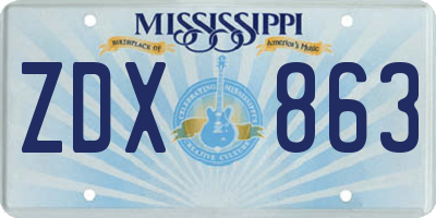 MS license plate ZDX863