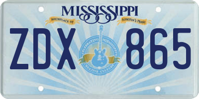 MS license plate ZDX865