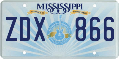 MS license plate ZDX866