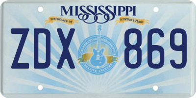 MS license plate ZDX869