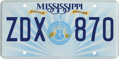 MS license plate ZDX870