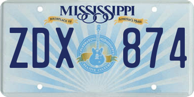 MS license plate ZDX874