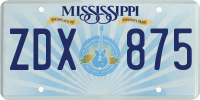 MS license plate ZDX875