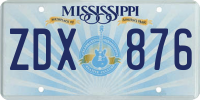 MS license plate ZDX876