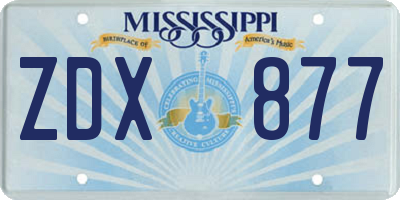 MS license plate ZDX877