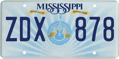 MS license plate ZDX878