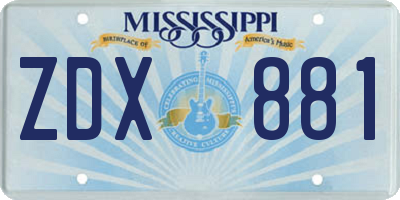 MS license plate ZDX881