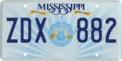 MS license plate ZDX882