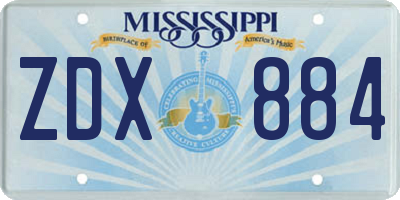 MS license plate ZDX884