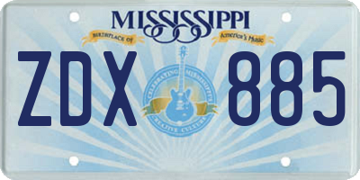 MS license plate ZDX885