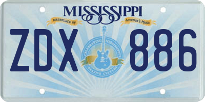 MS license plate ZDX886