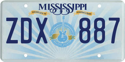 MS license plate ZDX887