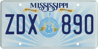 MS license plate ZDX890