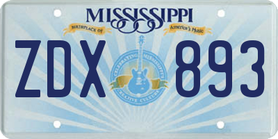 MS license plate ZDX893
