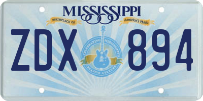 MS license plate ZDX894