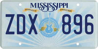MS license plate ZDX896
