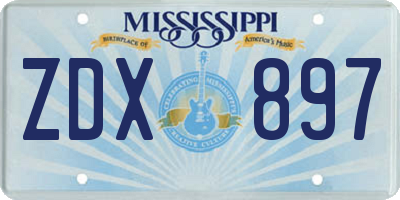 MS license plate ZDX897
