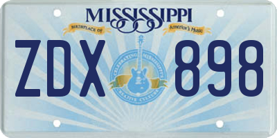 MS license plate ZDX898