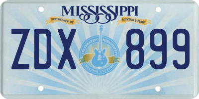MS license plate ZDX899