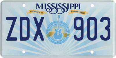MS license plate ZDX903