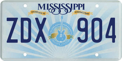 MS license plate ZDX904