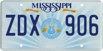 MS license plate ZDX906