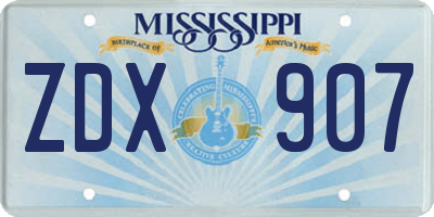 MS license plate ZDX907
