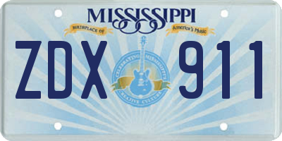 MS license plate ZDX911