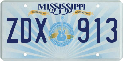 MS license plate ZDX913