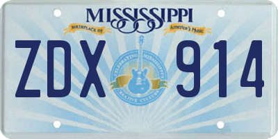 MS license plate ZDX914