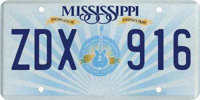 MS license plate ZDX916