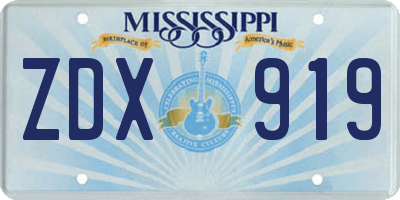 MS license plate ZDX919