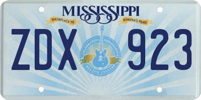MS license plate ZDX923