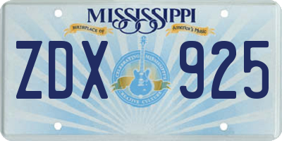MS license plate ZDX925