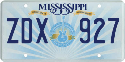 MS license plate ZDX927