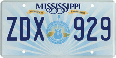 MS license plate ZDX929